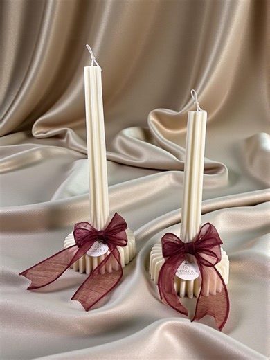 Elegant Designer Taper Candles With a Ribbed Base – Hand-poured & Timeless - Etsy
