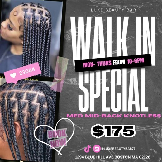 Limited-Time Walk-In Special for Knotless Braids