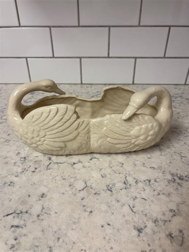 Vintage Cream-colored Porcelain Double Swan Planter Made in Japan. - Etsy