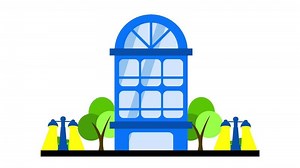 Download Animation of a tall skyscraper office building in the city center, ideal for urban lifestyle and business settings for free