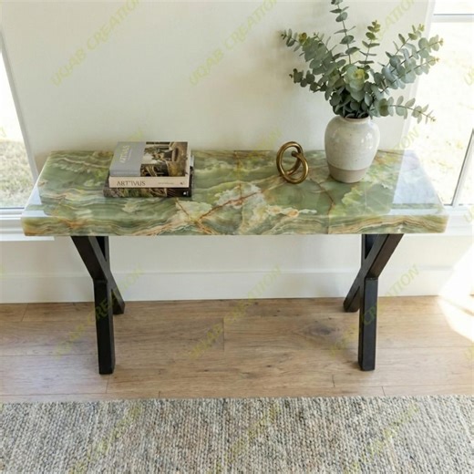 Green Onyx Marble Console Table – Luxury Stone Entryway & Hallway Table - Etsy