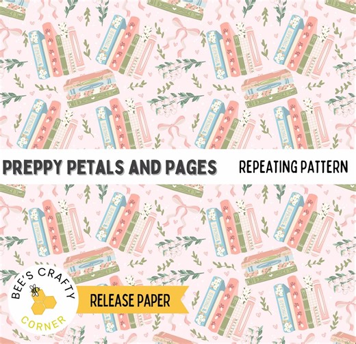 Preppy Petals and Pages - Reusable Patterned Diamond Painting Release Paper