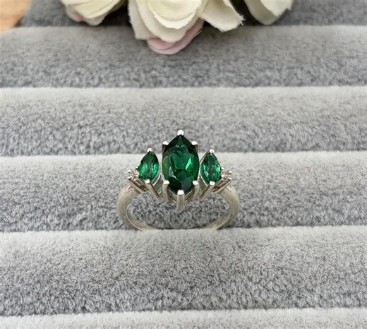 Marquise Cut Emerald Ring, Stackable Ring, Dainty Emerald Ring, Raw Emerald Ring, Sterling Silver Ring, 14K Solid Gold Ring Jewelry Ring - Etsy