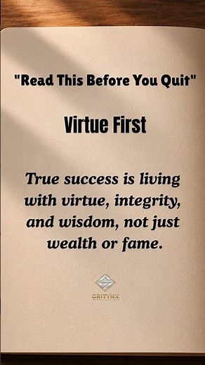 True Success is Virtue & Integrity 💎 Real Motivational Quote #truesuccess #integrity #quotes #life