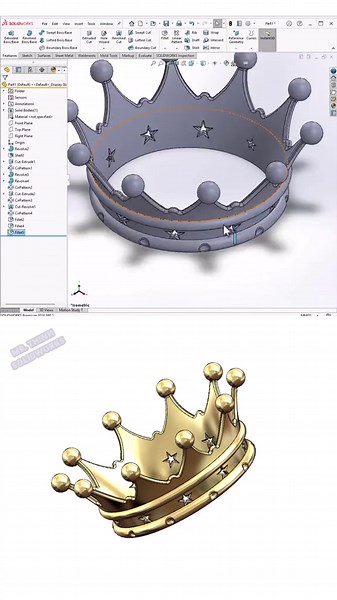King's Crown Design Tutorial in SolidWorks