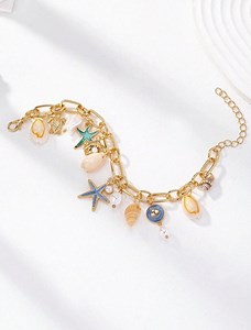 Sea Shell Beach Charm Bracelet - Etsy