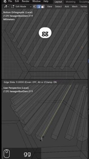 Blender Tips: Sliding an edge along its adjacent edges #shorts