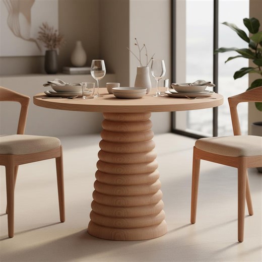 Rustic Modern Round Table, Handmade Dining Furniture for Kitchen - Etsy