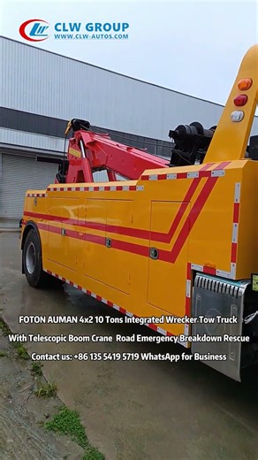 FOTON 4x2 10 Tons Integrated Wrecker Tow Truck Telescopic Boom Crane-Road Emergency Breakdown Rescue