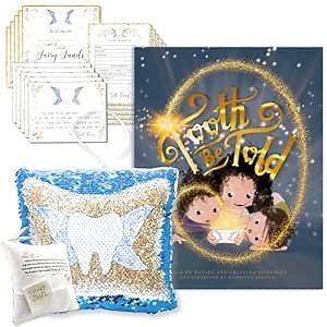 Tooth Fairy Pillow Kit w/Tooth Fairy Book for Kids | Tooth Fairy Letter Kit | Tooth Fairy Gifts for Girls & Boys | Tooth Be Told (Hardcover Book with Blue Pillow)
