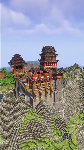 Minecraft Japanese Mountain Temple Build Timelapse 🤯