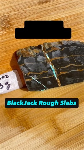 BlackJack Turquoise Ribbon rough slabs. We mined this in Tonopah, NV. on our gem club field with the Ottesons. Beautiful bright turquoise with solid black chert. Ready to make beautiful cabochons! Natural high quality, stones shown wet. BLK302-103 grams, end piece Approx 1/4”- 1/2” varying thickness, 2” x 3” BLK304-68 grams approx 3/8” thick, 2” x 2 1/2” BLK305-58 grams Approx 1/4” thick, 2” x 2 1/2” $2 a gram PayPal Invoice Only. $7.95 shipping includes tracking and insurance. US only. Rock On!