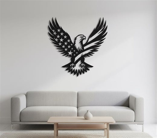 Patriotic Eagle Metal Wall Art, American Flag Steel Decor, Outdoor & Indoor Patriotic Sign - Etsy