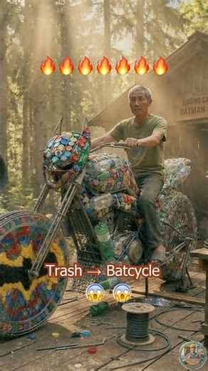 Insane Recycled Art: The Bottle Cap Batcycle! 🤯 #diy #handmade #batman