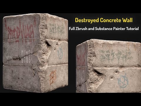 Destroyed Concrete Wall with Graffiti – Full ZBrush & Substance Painter Tutorial (Stop War Theme)