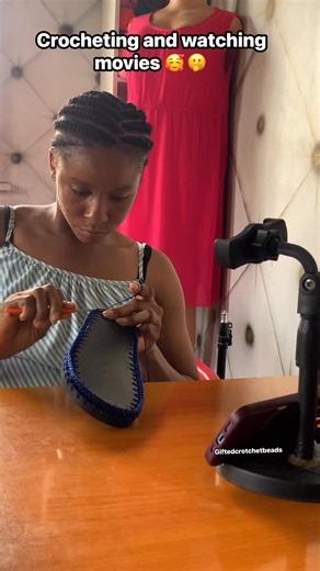 Gifted/Crotchet Artist in Ogun state on Instagram: "Crocheting without music or movies will makes me go into deep thinking 😁Am sure am not the only crocheter on this table . There will be a mood for movies and for music, but each has it own vibes 🫢 Still working on the crochet sandals, anticipating the finals , not done yet but it already coming out nice . #workinginprogress #handmadewithlove #crochet"