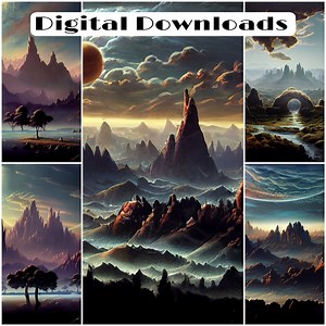 Scifi Fantasy Landscapes Digital Downloads-planet Terrain-printable Wall Art-creative Projects-science Fiction Fantasy Digital AI Art - Etsy