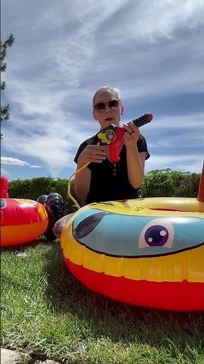 Fun inflatable pool floaties with squirters! Amazon review link attached