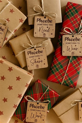 Personalised Wooden Christmas Gift Tags | Something You Want, Need, Wear & Read | Custom Family Xmas Present Labels | Mix and Match - Etsy UK
