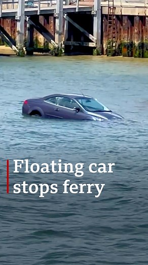 Oh no 😬 a car rolled down the slipway and ended up in the sea at Sandbanks. #bbcsouthnews #poole #sandbanksferry | BBC Hampshire & Isle of Wight