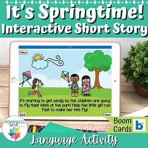 Spring Sequencing Stories with Pictures Boom Cards Speech Therapy Activity