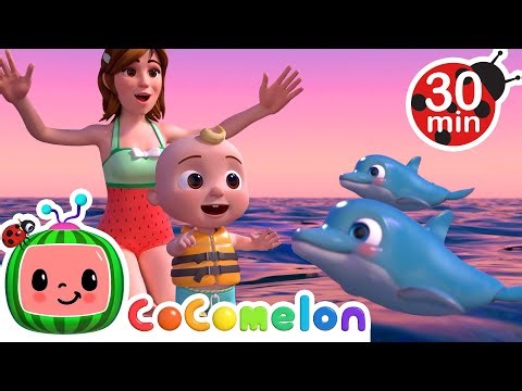 JJ Surfs with Blue Dolphins | Play Outside at the Beach | CoComelon Nursery Rhymes & Kids Songs