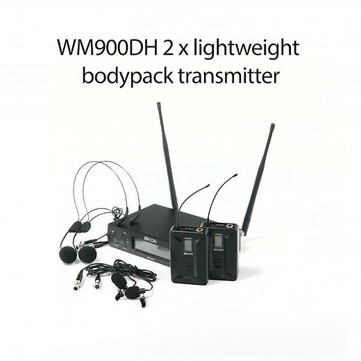 WM900D - Professional UHF diversity wireless microfone with 2 handheld and/or bodypack transmitter
