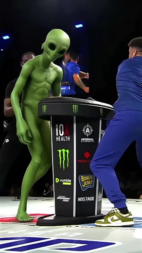 Power Slap Alien Knocked Out Hard Turned into Blob Craziest thing on Power Slap an Alien KO'd so bad that it turned into a blob instantly! #powerslap ai video created with Pika Labs Follow for more original ai videos. Baba is making ai fusions for you.