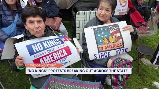 ‘No Kings’ protesters gather in Brookdale Park