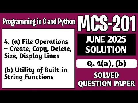 P8- 4(a), (b) | MCS201 June 25 Solution | MCS 201 Solved Question Paper | MCS201 Important Questions