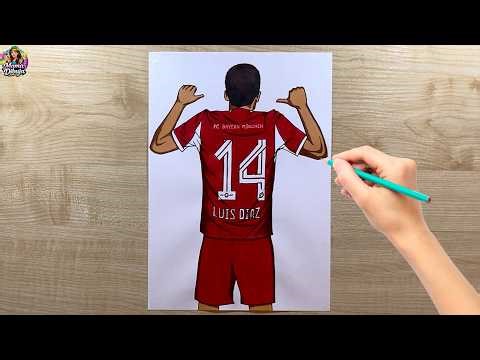 Como dibujar a un futbolista Luis Diaz / Bayern Munich