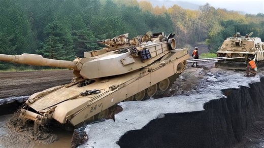 US Army and Ally Crazy Technique to Pull Out 70-Ton Battle Tank Stuck in Mud