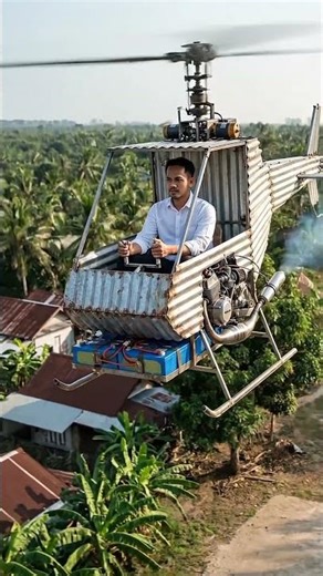 Homemade Experimental Helicopter Built from Scrap Materials