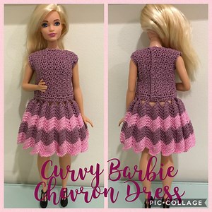 Curvy Barbie Chevron Dress (Free Crochet Pattern)
