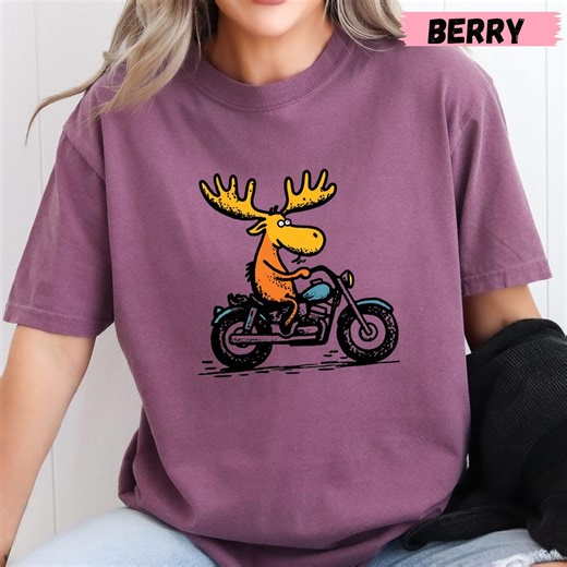 Biker Moose T-shirt, Funny Vintage Moose Graphic Tee, Animal Lover Gift - Etsy