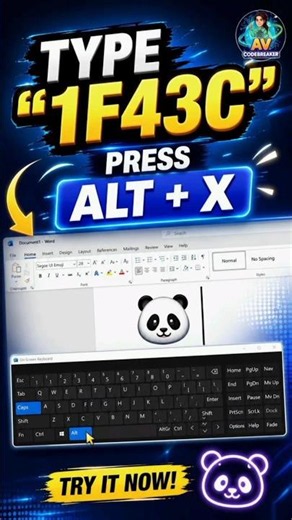 Insert Panda Emoji in MS Word Instantly! 🐼 | Alt + X Trick #Shorts
