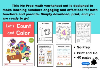 Let’s Count and Color | Math & Handwriting for  Kindergarten & 1st Grade