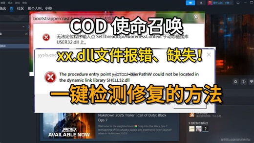使命召唤缺失xx.dll文件、DX报错、C  怎么解决
