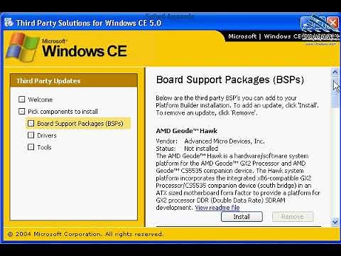 Installing Board Support Package (BSP) for Windows CE Platform Builder