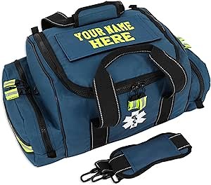 Lightning X Customizable Large EMT Medic First Responder EMS Trauma Jump Bag w/Embroidered Name - BLUE