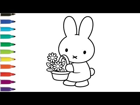 Nijntje Kleurplaat with flowers dibujo Drawing, Painting & Coloring For Kids and Toddlers_ Child