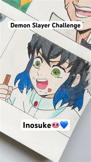 Drawing Inosuke Eating 🥣🐽/ 伊之助💙 #demonslayer #kimetsunoyaiba #anime #inosuke #art #鬼滅の刃