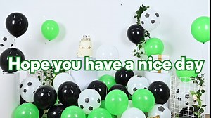 Football Balloons, 12 Inch Green Black White Latex Soccer Printed Balloons With Ribbons for Boys Football Party Sports Anniversary Baby Shower Decorations
