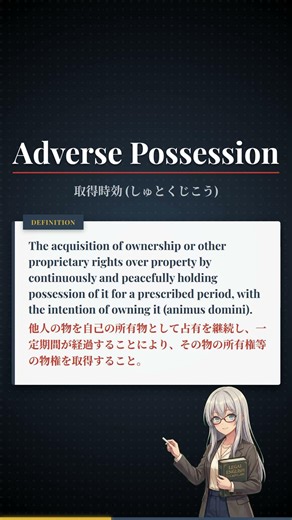 Legal English: Adverse Possession (取得時効 (しゅとくじこう))