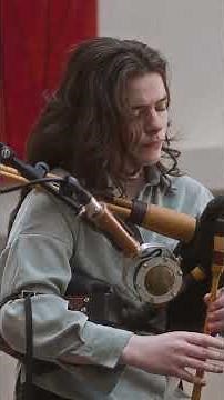 Brìghde Chaimbeul plays Scottish small pipes at the National Museum of Scotland