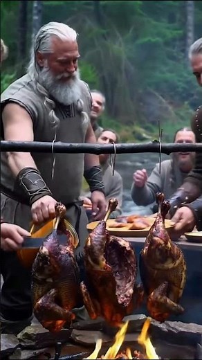 Viking Feast Over Fire Whole Turkey Roast & Medieval Outdoor Cooking