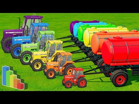 Tractors OF Colors - TANKERs vs DEEP MUD with PORTAL TRAP - TRACTORS vs MUDDY PARKOUR! FS22