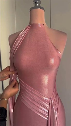 To order this pink dress DM reineecouture A fluid blush satin fabric drapes with a liquid-like