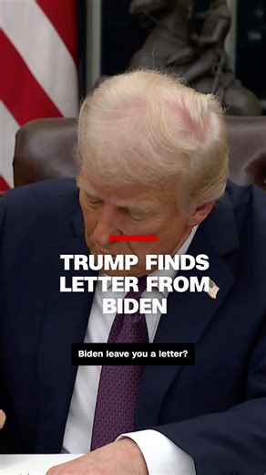 President Donald Trump found a letter former President Joe Biden left him inside the Resolute Desk in the Oval Office after a reporter asked him about it as he was signing executive actions. | CNN