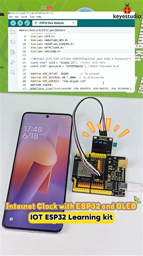 #keyestudio 🐞 https://bit.ly/4kOx9eF Dive into IoT 🚀Internet Clock with ESP32 and OLED ⏰ #ESP32 #esp32project #arduino #programming #Technology #toys #coding #engineering #maker #tutorial #kit #Robotics #learning #electronics #STEM #diyproject #education #DIY #Python #gift #stemeducation #robots #kits #robotica #makecode #Bluetooth #IoT #web #OLED #clock | KeyestudioRobot
